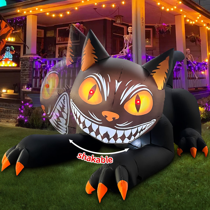 The Holiday Aisle® 7 Ft Halloween Inflatable Black Cat With Built